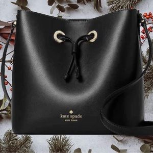 NWT Kate Spade Leather Sadie Bucket Bag Crossbody Black